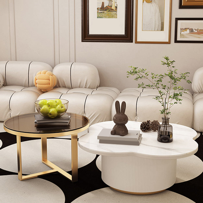 Contemporary Coffee Table Pedestal Slate Coffee Cocktail Table Clearhalo 'Coffee & Accent Tables' 'Coffee Tables' 'coffee_tables' 'furn' 'furn_coffee_tables' 'Furniture' 'Living Room Furniture' 7070099