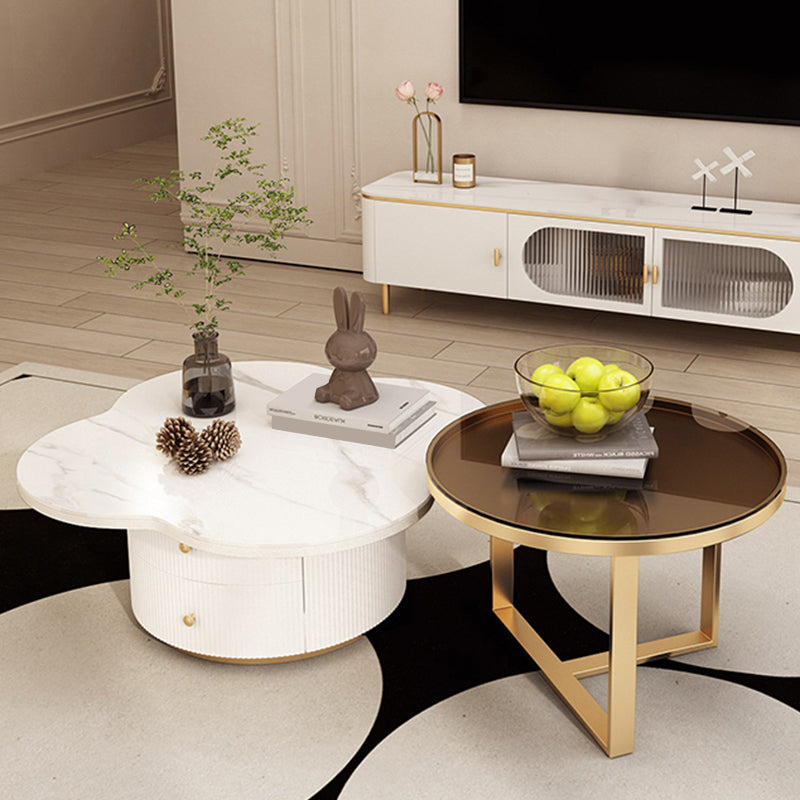 Contemporary Coffee Table Pedestal Slate Coffee Cocktail Table Clearhalo 'Coffee & Accent Tables' 'Coffee Tables' 'coffee_tables' 'furn' 'furn_coffee_tables' 'Furniture' 'Living Room Furniture' 7070100