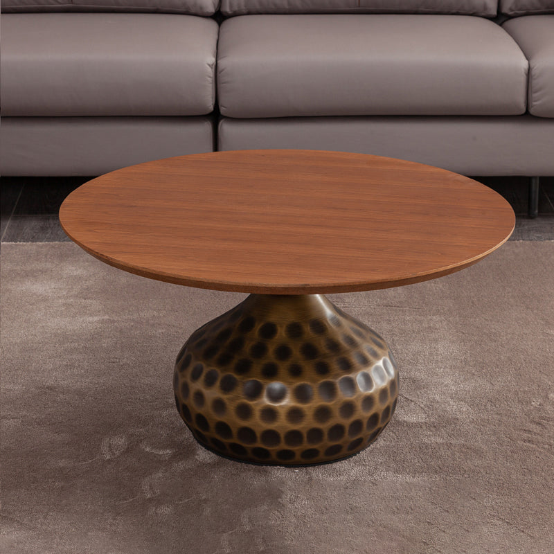 Pedestal Coffee Table Contemporary Solid Wood Coffee Cocktail Table 31"L x 31"W x 16"H Bronze Clearhalo 'Coffee & Accent Tables' 'Coffee Tables' 'coffee_tables' 'furn' 'furn_coffee_tables' 'Furniture' 'Living Room Furniture' 7070114