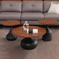 Pedestal Coffee Table Contemporary Solid Wood Coffee Cocktail Table 31"L x 31"W x 16"H + 20"L x 20"W x 21"H + 20"L x 20"W x 19"H Black Clearhalo 'Coffee & Accent Tables' 'Coffee Tables' 'coffee_tables' 'furn' 'furn_coffee_tables' 'Furniture' 'Living Room Furniture' 7070117