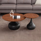 Pedestal Coffee Table Contemporary Solid Wood Coffee Cocktail Table 31"L x 31"W x 16"H + 20"L x 20"W x 19"H Black Clearhalo 'Coffee & Accent Tables' 'Coffee Tables' 'coffee_tables' 'furn' 'furn_coffee_tables' 'Furniture' 'Living Room Furniture' 7070121