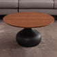 Pedestal Coffee Table Contemporary Solid Wood Coffee Cocktail Table 31"L x 31"W x 16"H Black Clearhalo 'Coffee & Accent Tables' 'Coffee Tables' 'coffee_tables' 'furn' 'furn_coffee_tables' 'Furniture' 'Living Room Furniture' 7070125