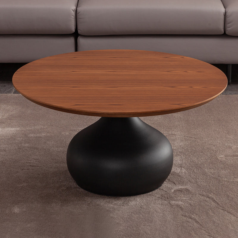 Pedestal Coffee Table Contemporary Solid Wood Coffee Cocktail Table 31"L x 31"W x 16"H Black Clearhalo 'Coffee & Accent Tables' 'Coffee Tables' 'coffee_tables' 'furn' 'furn_coffee_tables' 'Furniture' 'Living Room Furniture' 7070125