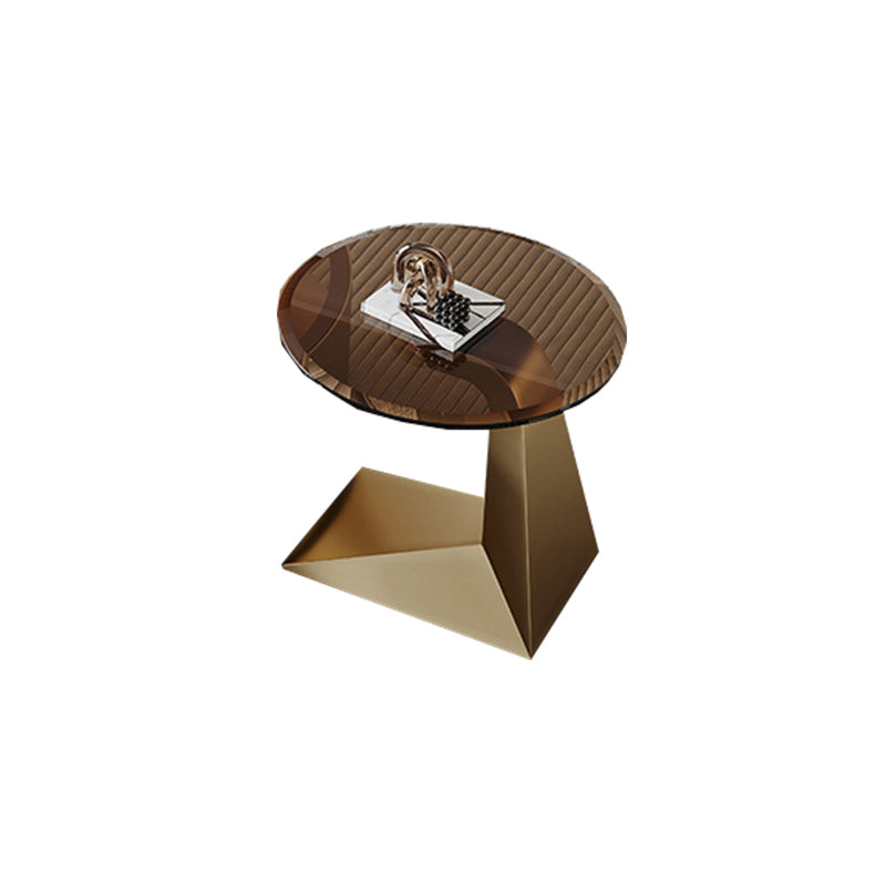 Contemporary Round Glass Coffee Table Set 1-Drawer 2 Piece Bunching Tables Gold Clearhalo 'Coffee & Accent Tables' 'Coffee Tables' 'coffee_tables' 'furn' 'furn_coffee_tables' 'Furniture' 'Living Room Furniture' 7070198