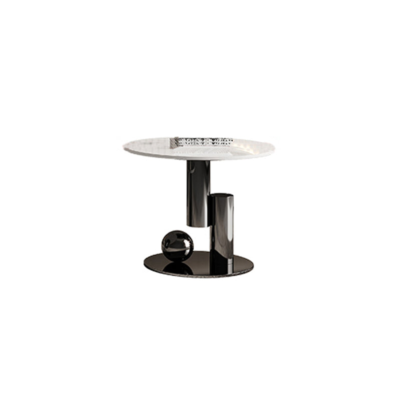 Abstract Cocktail Table Glam Oval Slate Top Coffee or End Table 18"L x 18"W x 20"H Black Clearhalo 'Coffee & Accent Tables' 'Coffee Tables' 'coffee_tables' 'furn' 'furn_coffee_tables' 'Furniture' 'Living Room Furniture' 7070219
