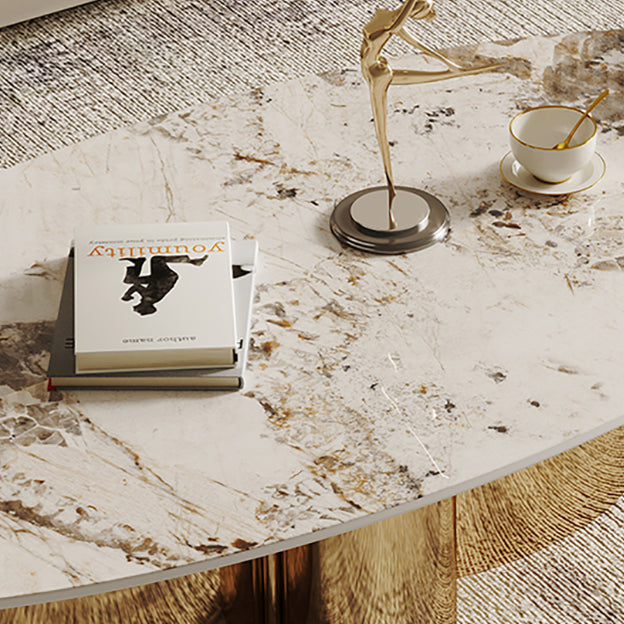 Abstract Cocktail Table Glam Oval Slate Top Coffee or End Table Clearhalo 'Coffee & Accent Tables' 'Coffee Tables' 'coffee_tables' 'furn' 'furn_coffee_tables' 'Furniture' 'Living Room Furniture' 7070229