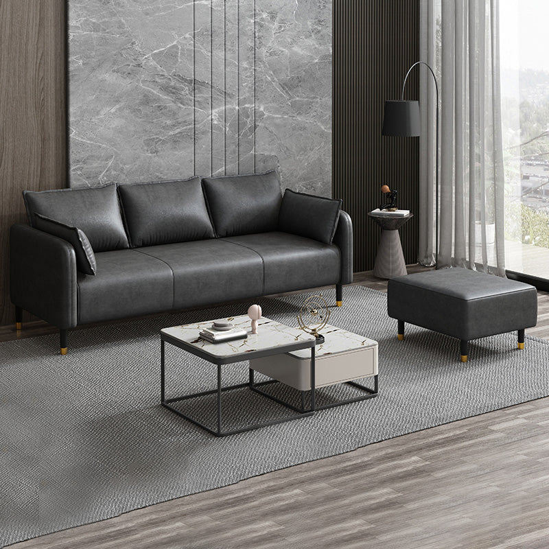 Modernes 2-Sitz-Sofa Kunstledertuxedo-Armsofa mit 2 Kissen