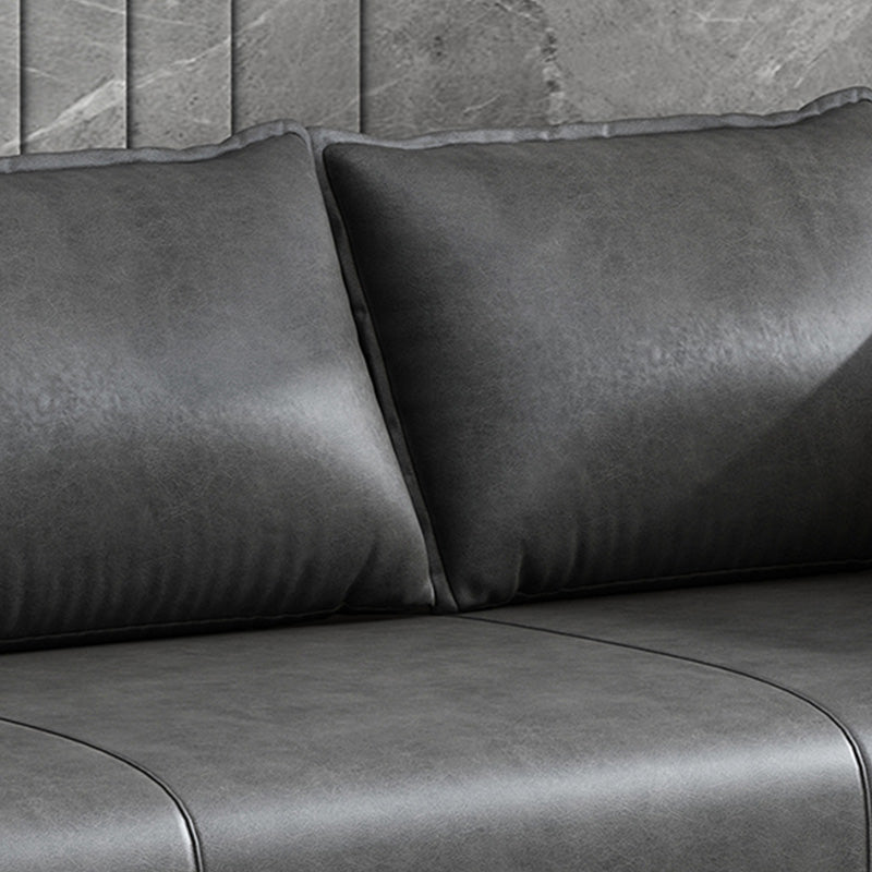 Modernes 2-Sitz-Sofa Kunstledertuxedo-Armsofa mit 2 Kissen