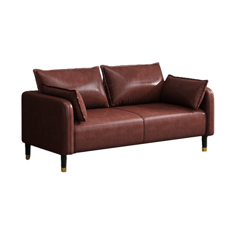 Modernes 2-Sitz-Sofa Kunstledertuxedo-Armsofa mit 2 Kissen