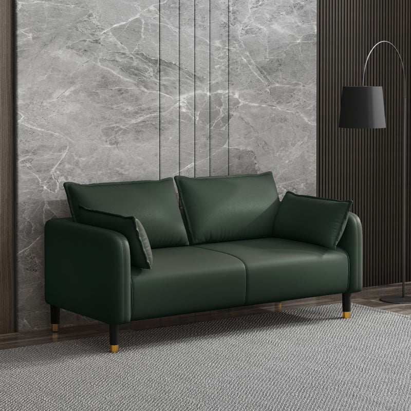 Modernes 2-Sitz-Sofa Kunstledertuxedo-Armsofa mit 2 Kissen