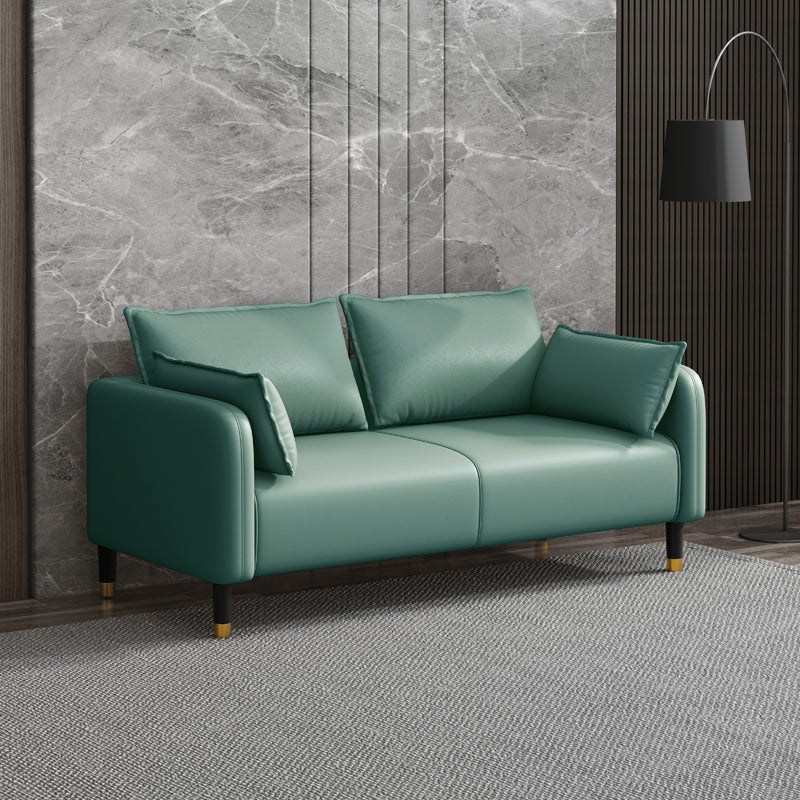 Modernes 2-Sitz-Sofa Kunstledertuxedo-Armsofa mit 2 Kissen