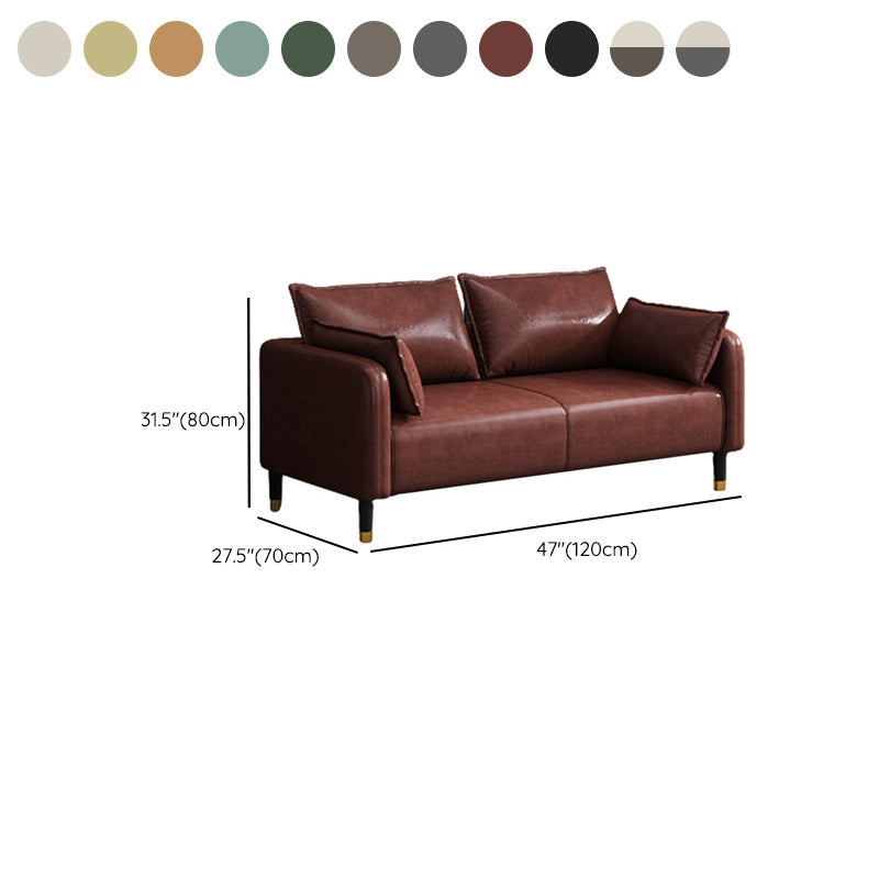 Modernes 2-Sitz-Sofa Kunstledertuxedo-Armsofa mit 2 Kissen
