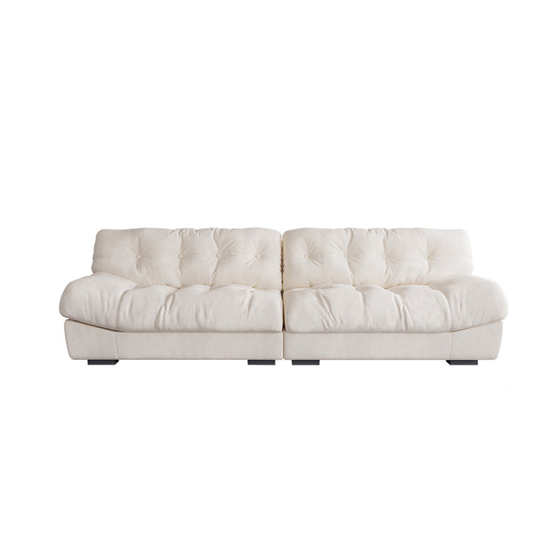 Contemporary White Sofa Faux Leather Armless Sofa with Loose Back 102.4"L x 39.4"W x 29.5"H Suede Clearhalo 'furn' 'furn_sofas' 'Furniture' 'Living Room Furniture' 'Sofa' 'sofas' 7070386