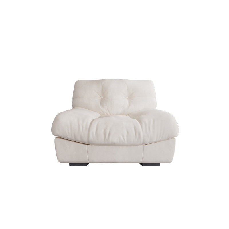 Contemporary White Sofa Faux Leather Armless Sofa with Loose Back 47"L x 39"W x 30"H Clearhalo 'furn' 'furn_sofas' 'Furniture' 'Living Room Furniture' 'Sofa' 'sofas' 7070387