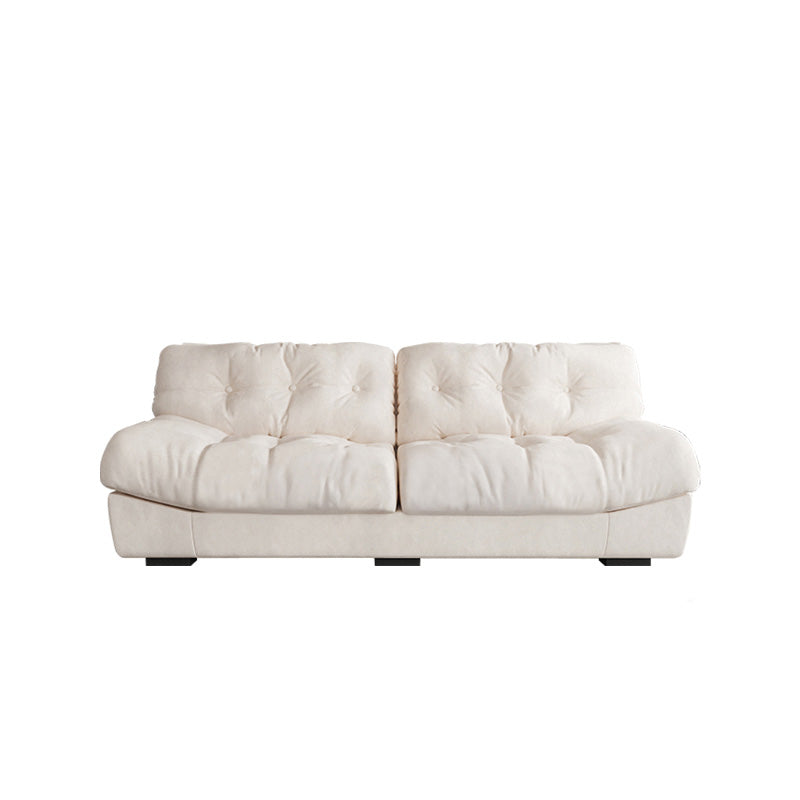 Contemporary White Sofa Faux Leather Armless Sofa with Loose Back 82.7"L x 39.4"W x 29.5"H Clearhalo 'furn' 'furn_sofas' 'Furniture' 'Living Room Furniture' 'Sofa' 'sofas' 7070389