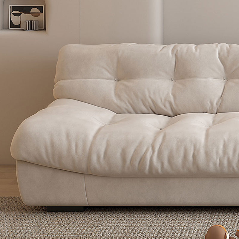 Contemporary White Sofa Faux Leather Armless Sofa with Loose Back Clearhalo 'furn' 'furn_sofas' 'Furniture' 'Living Room Furniture' 'Sofa' 'sofas' 7070390