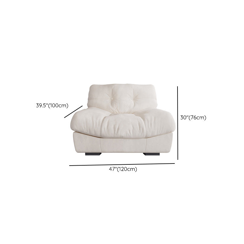 Contemporary White Sofa Faux Leather Armless Sofa with Loose Back Clearhalo 'furn' 'furn_sofas' 'Furniture' 'Living Room Furniture' 'Sofa' 'sofas' 7070396