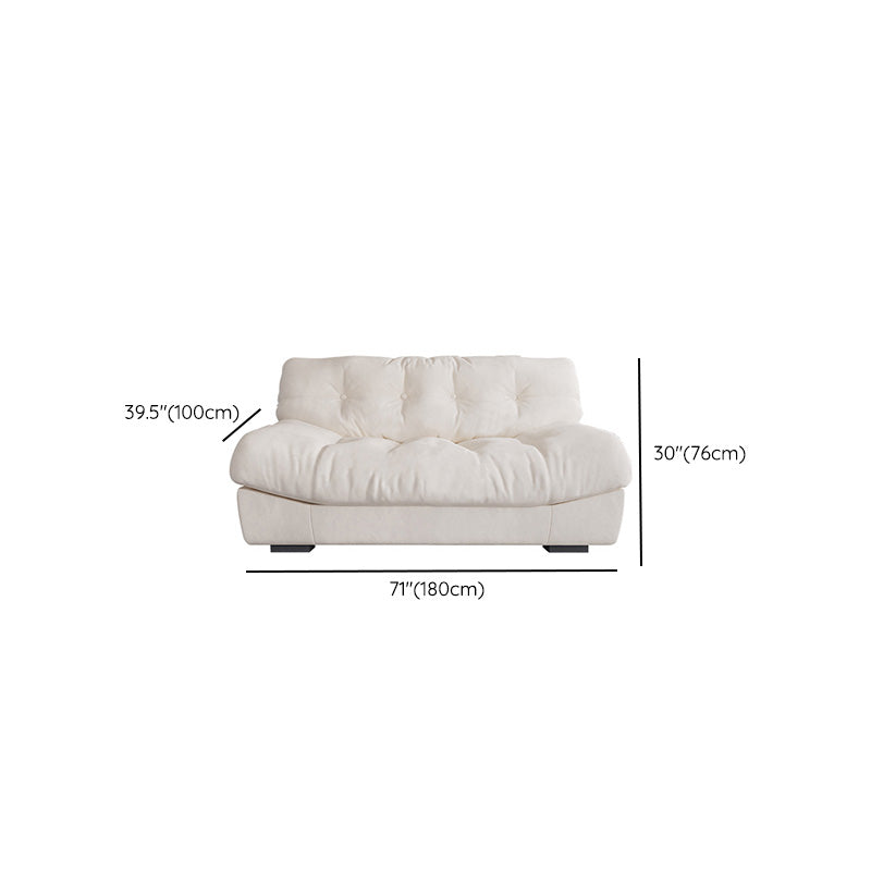 Contemporary White Sofa Faux Leather Armless Sofa with Loose Back Clearhalo 'furn' 'furn_sofas' 'Furniture' 'Living Room Furniture' 'Sofa' 'sofas' 7070397