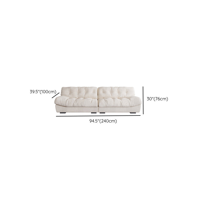 Contemporary White Sofa Faux Leather Armless Sofa with Loose Back Clearhalo 'furn' 'furn_sofas' 'Furniture' 'Living Room Furniture' 'Sofa' 'sofas' 7070399