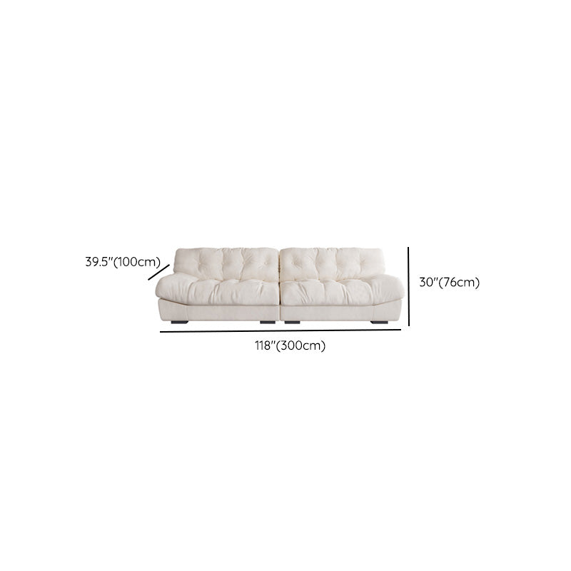 Contemporary White Sofa Faux Leather Armless Sofa with Loose Back Clearhalo 'furn' 'furn_sofas' 'Furniture' 'Living Room Furniture' 'Sofa' 'sofas' 7070402