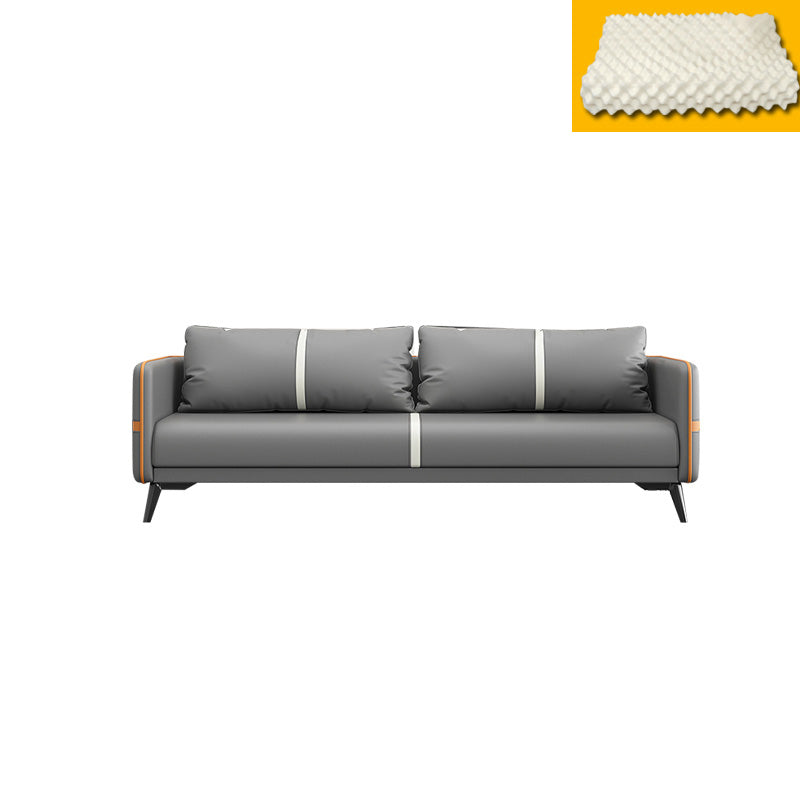 Zeitgenössisches graues Sofa Kunstleder -Quadratarmof Sofa mit Kissen