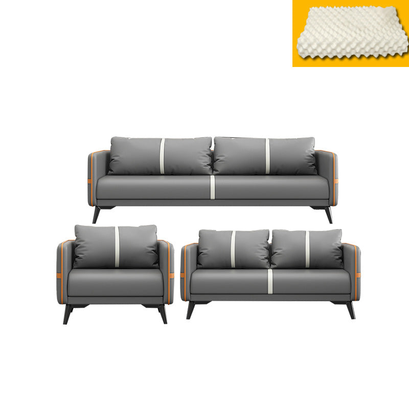 Zeitgenössisches graues Sofa Kunstleder -Quadratarmof Sofa mit Kissen