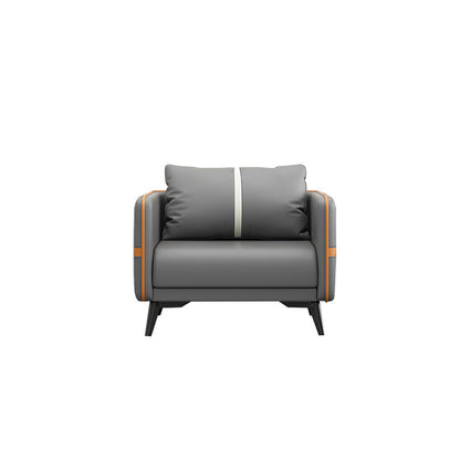 Zeitgenössisches graues Sofa Kunstleder -Quadratarmof Sofa mit Kissen