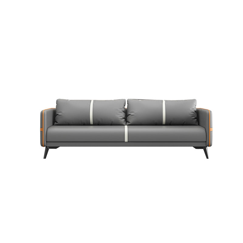 Zeitgenössisches graues Sofa Kunstleder -Quadratarmof Sofa mit Kissen