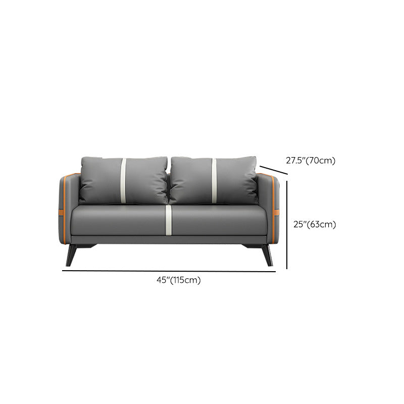 Zeitgenössisches graues Sofa Kunstleder -Quadratarmof Sofa mit Kissen