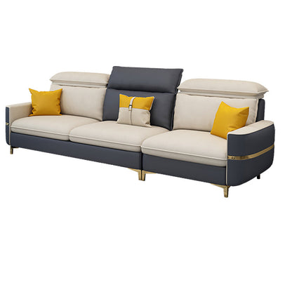 Sofa sectionnel glamour sectionnel en cuir beige avec oreillers de bostol