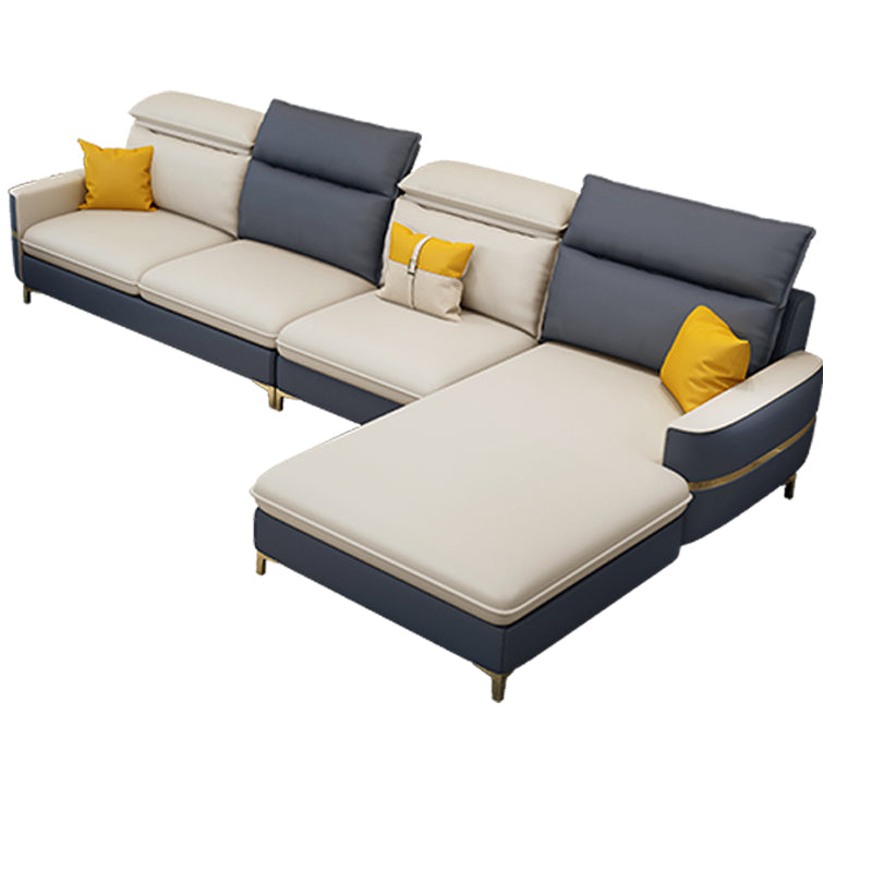 Sofa sectionnel glamour sectionnel en cuir beige avec oreillers de bostol