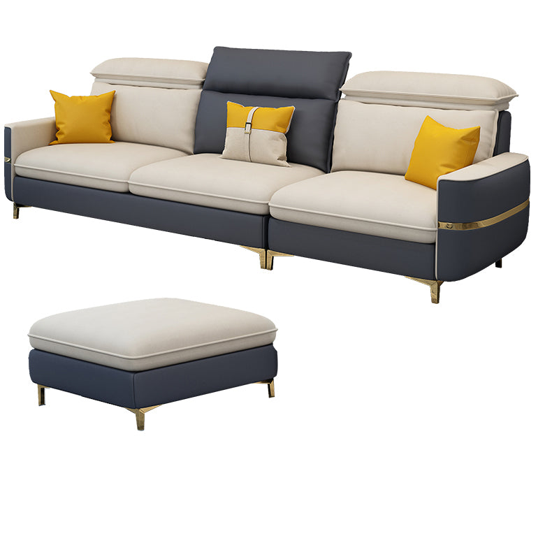 Sofa sectionnel glamour sectionnel en cuir beige avec oreillers de bostol