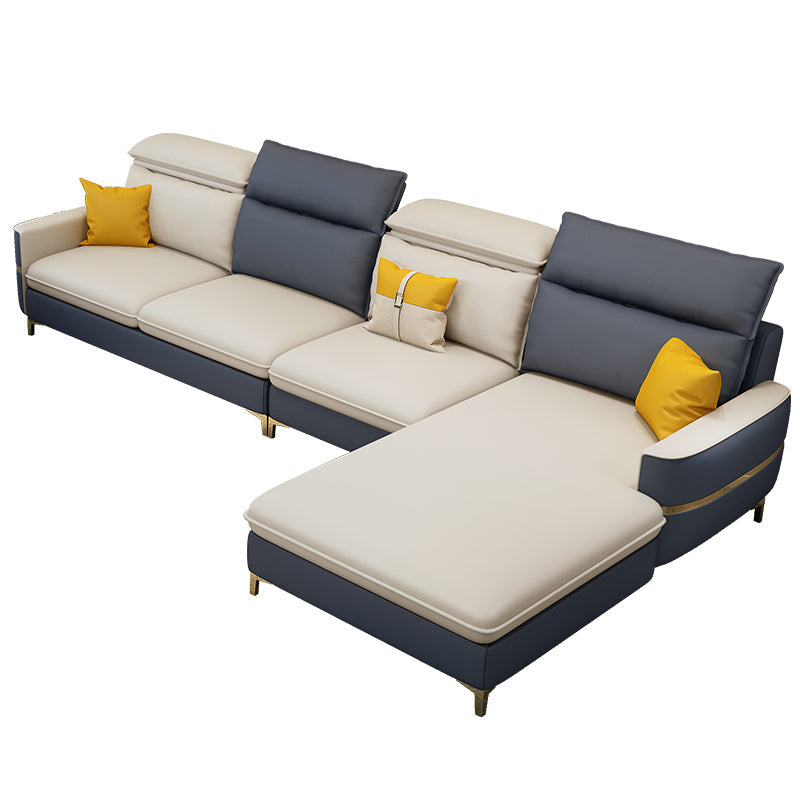 Sofa sectionnel glamour sectionnel en cuir beige avec oreillers de bostol