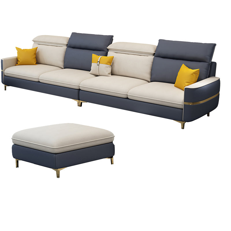 Sofa sectionnel glamour sectionnel en cuir beige avec oreillers de bostol