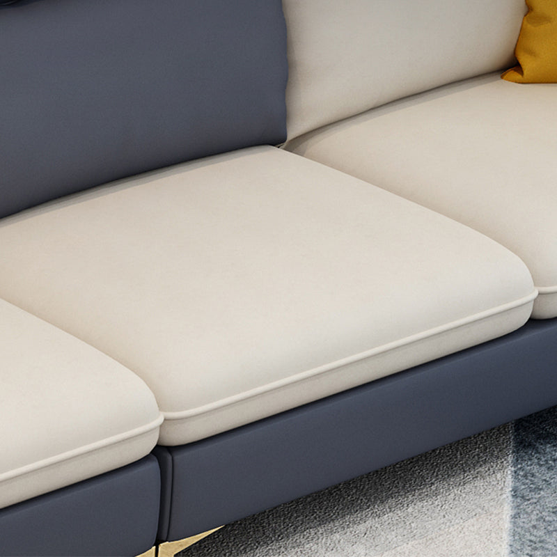 Sofa sectionnel glamour sectionnel en cuir beige avec oreillers de bostol