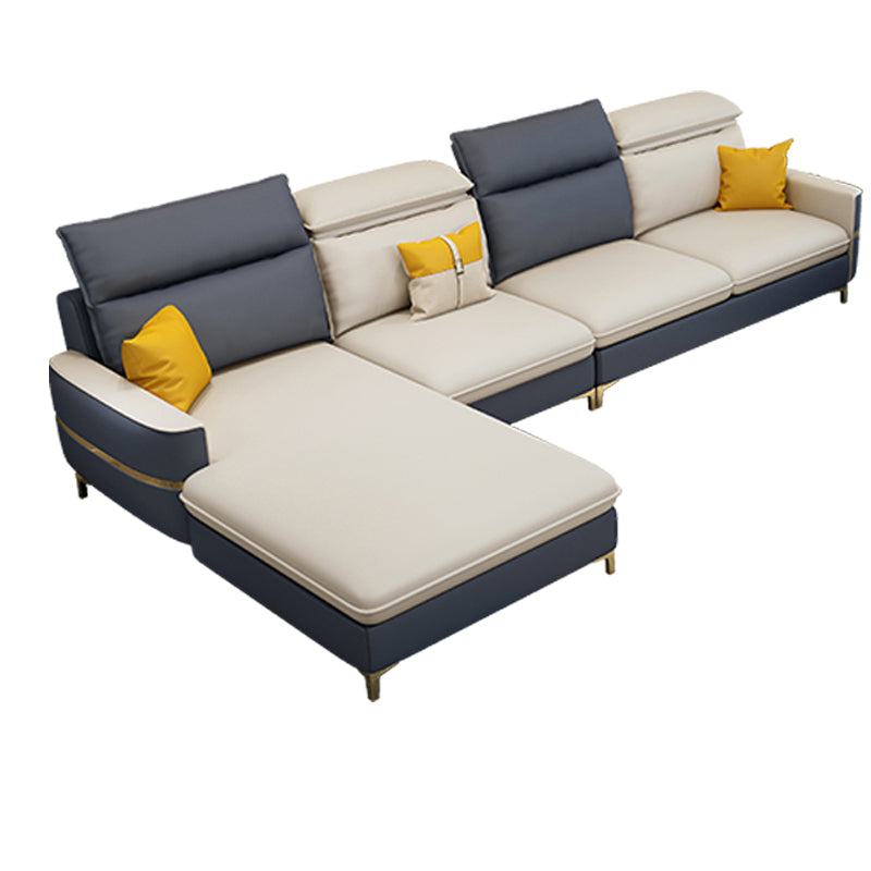 Sofa sectionnel glamour sectionnel en cuir beige avec oreillers de bostol
