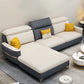 Sofa sectionnel glamour sectionnel en cuir beige avec oreillers de bostol