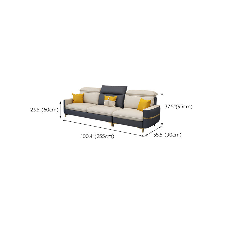 Sofa sectionnel glamour sectionnel en cuir beige avec oreillers de bostol