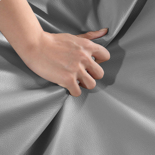 グレーコンテンポラリーソファフェイクレザータキシードアームソファ枕と