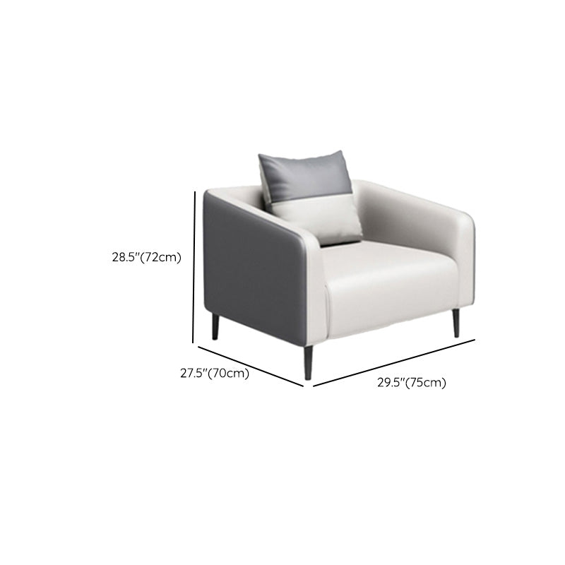 グレーコンテンポラリーソファフェイクレザータキシードアームソファ枕と