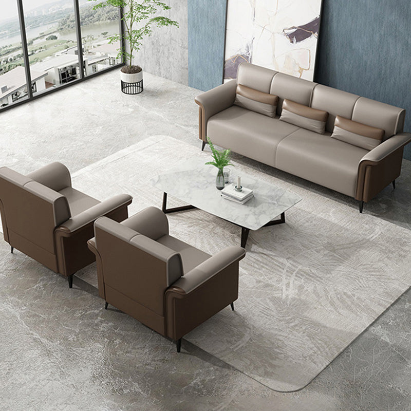 Faux Cuir évasé canapé contemporain canapé avec coussins