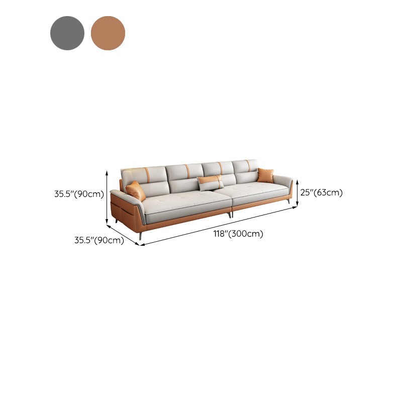 35.43 "brede hedendaagse bank faux leer met kussentoparmkussens sofa