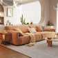 Sofá seccional con brazo superior tipo almohada en madera maciza con respaldo acolchado