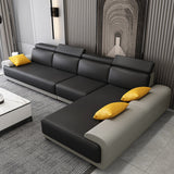 Contemporary Faux Leather Sectional Sofa Pillow Top Arm Cushions Seating for Living Room