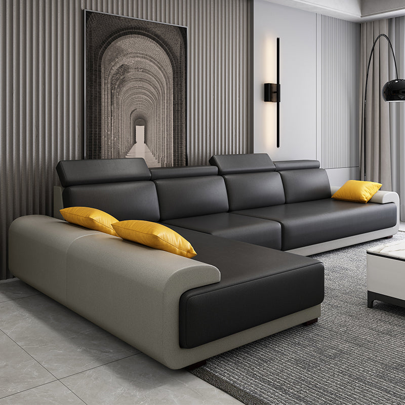 Hedendaagse faux lederen sectionele bank kussen bovenarmkussens zitplaatsen voor woonkamer