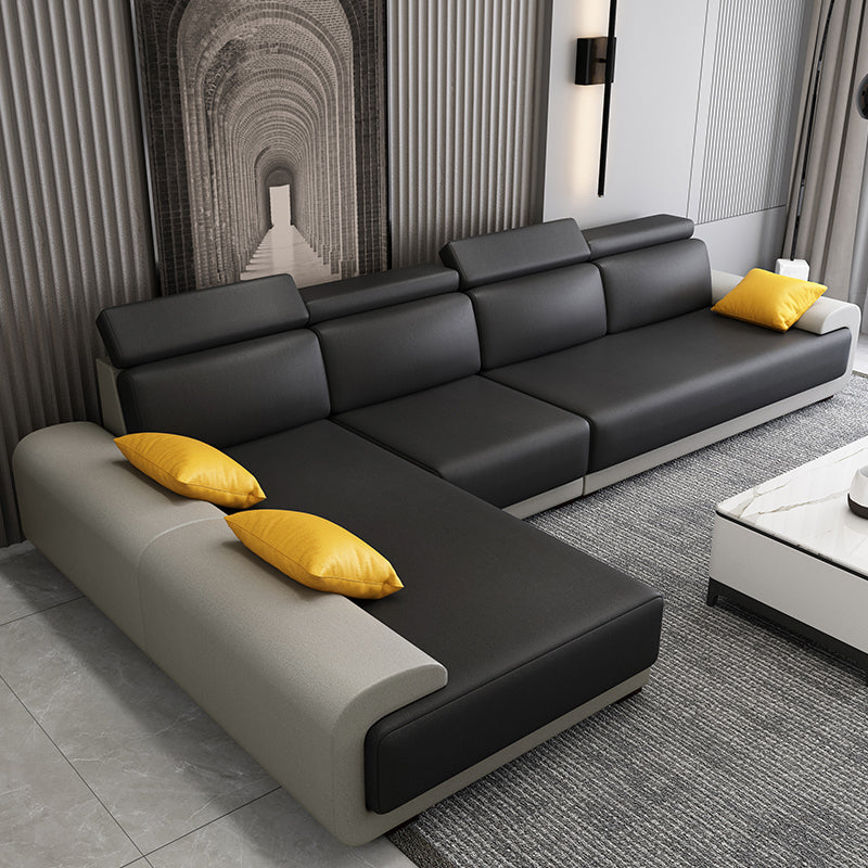 Hedendaagse faux lederen sectionele bank kussen bovenarmkussens zitplaatsen voor woonkamer