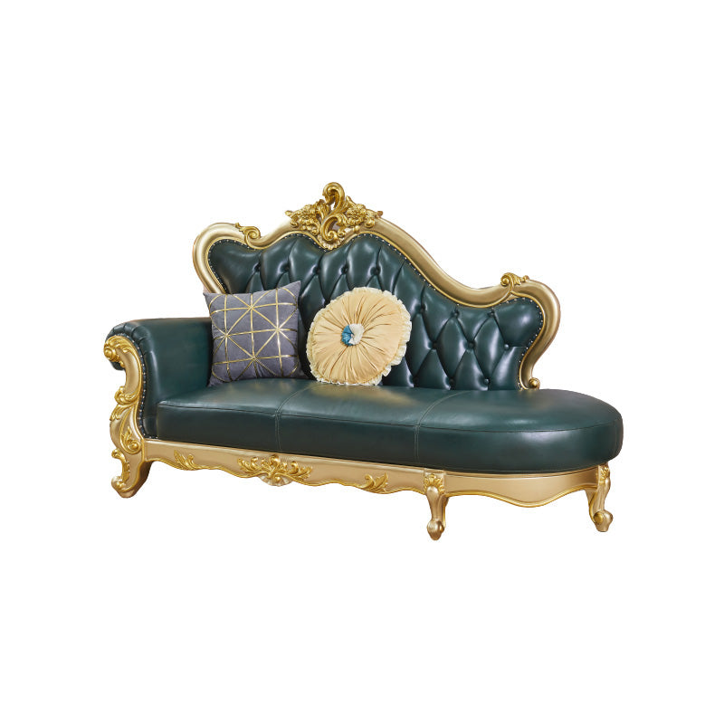 Canapé à dos fendu tufted vert authentique en cuir roulé en cuir roulé avec tête de clou