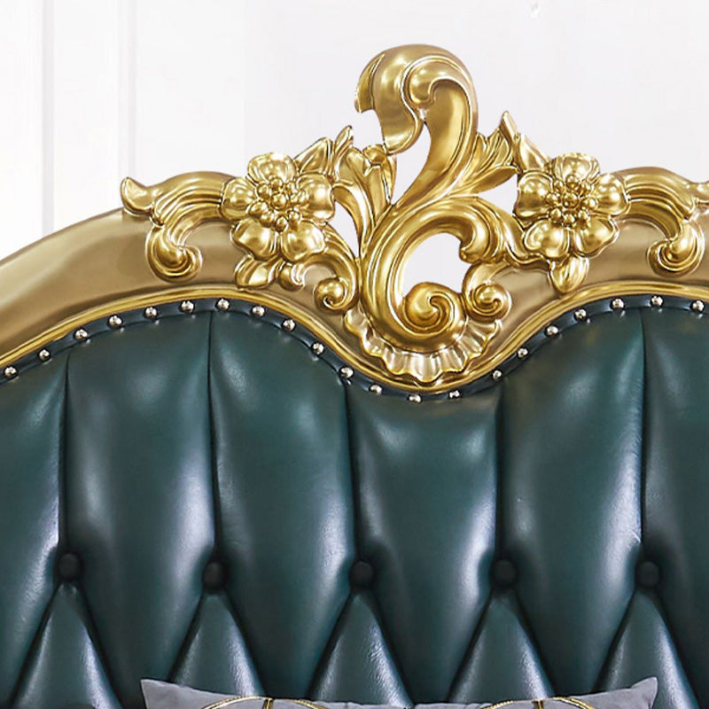 Canapé à dos fendu tufted vert authentique en cuir roulé en cuir roulé avec tête de clou