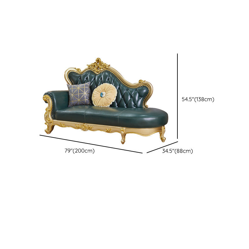 Canapé à dos fendu tufted vert authentique en cuir roulé en cuir roulé avec tête de clou