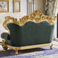 Grüner echtes Ledersofa getuftete Split-Roll-Armarmsofa